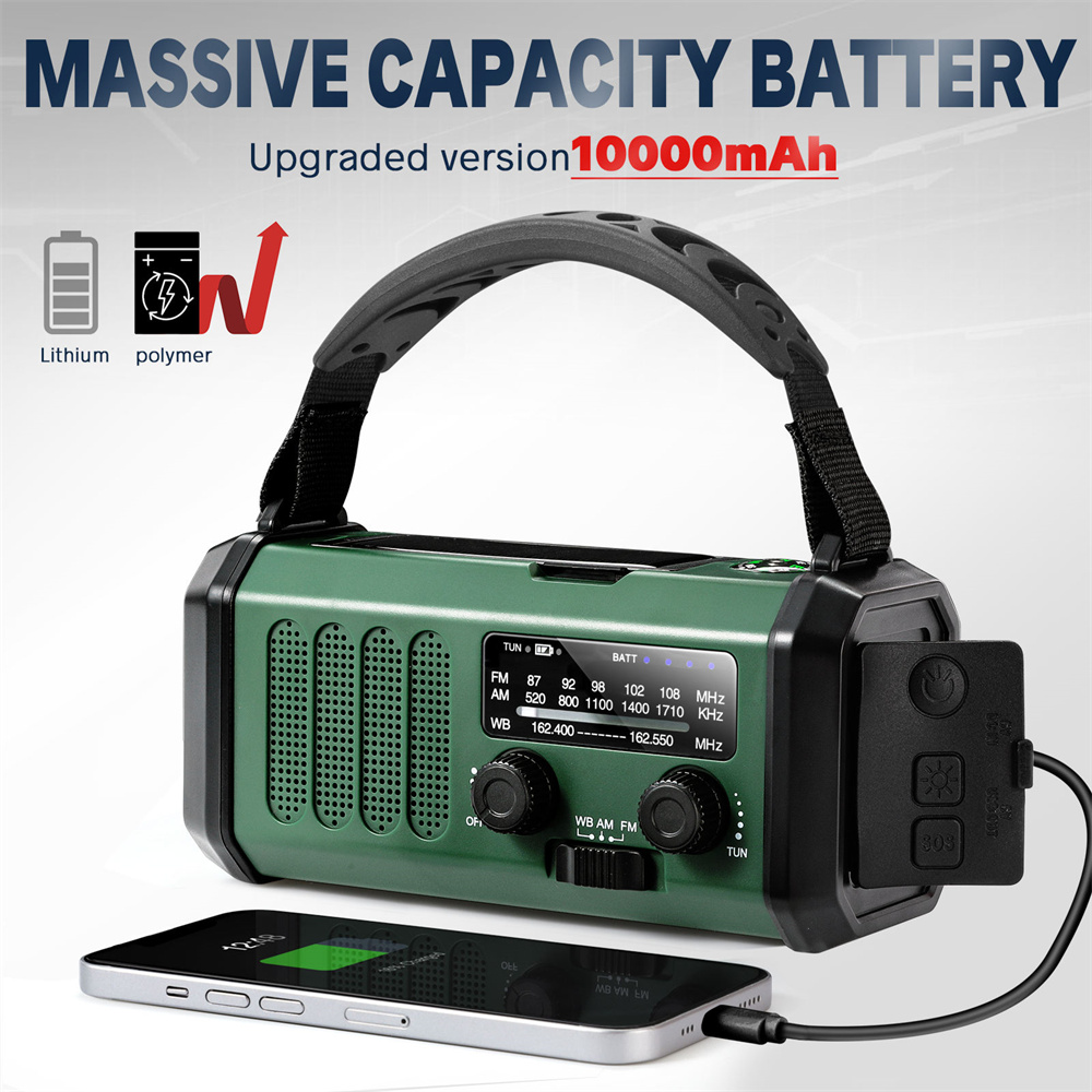 Emergency-Weather-Crank-Radio-Portable-Camping-Light-10000mAh-BatteryHand-CrankSolar-Powered-AMFM-Wi-2022608